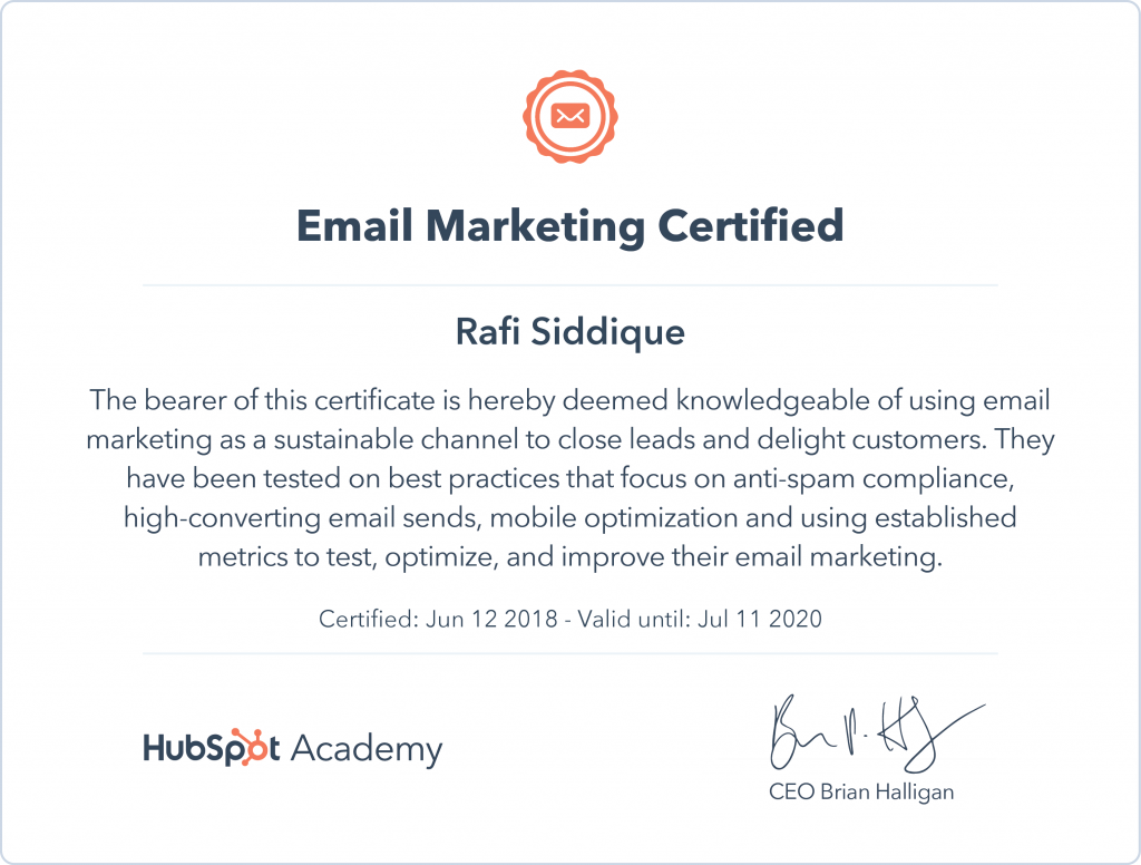 Hubspot Email Marketing Certified